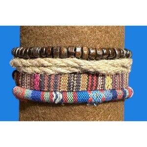 Unisex Boho Bracelets - Mixed 4 Piece Set - Adjustable Stackable
